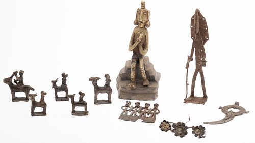 Assorted Metal African Sculptures & Articles, 10 pcs