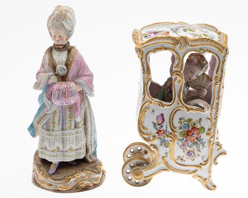 Meissen Figurine of a Woman and Carriage 