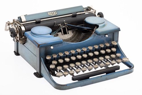 Royal Art Deco Blue Typewriter
