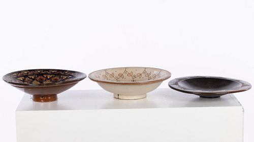 3 Glazed Ceramic Serving Bowls, Possibly Moroccan
