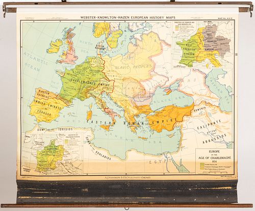Vintage A. J. Nystrom & Co. Retractable Map