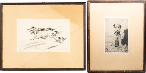 Diane Thorne (1894-1963), Two Etchings of Dogs