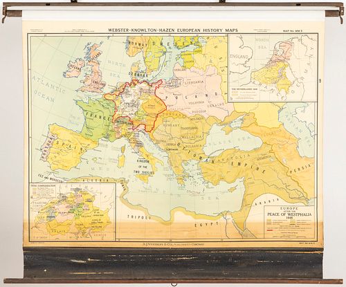 Vintage A. J. Nystrom & Co Retractable Map