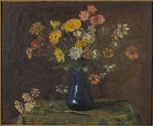Unsigned, Still Life of Flowers, Oil on Canvas