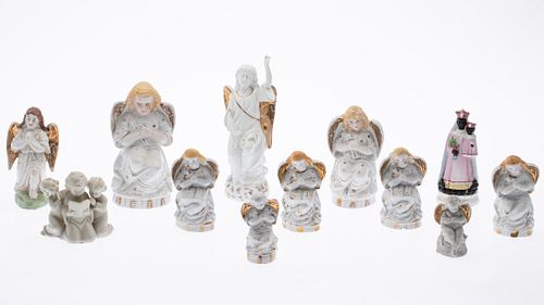 10 Ceramic Angels, a Saint and a Group of Children