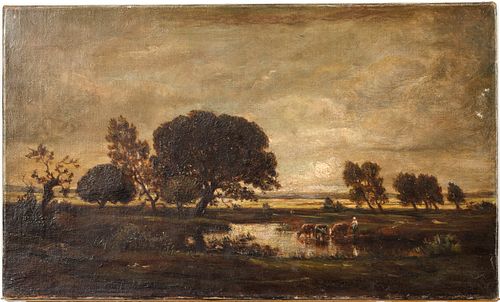 Attrib. J Rousseau, In the Landes, Oil on Canvas
