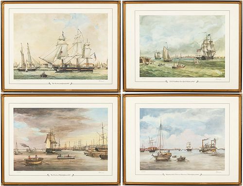 F. T. Howard, Four Maritime Prints of Harbors & Bays