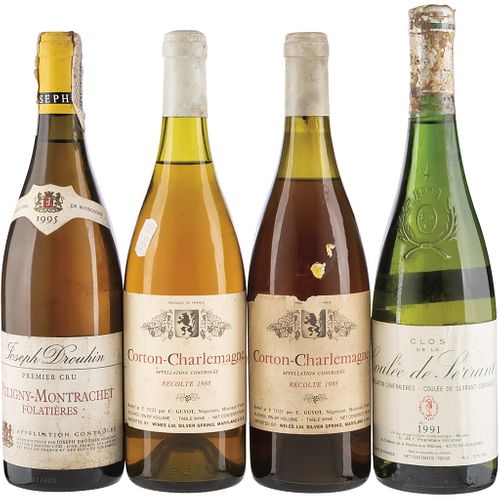 Vinos Blancos de Francia. a) Corton - Charlemagne. b) Puligny - Montrachet. Total de piezas: 4.