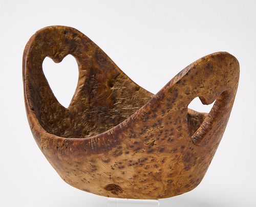 Burl Bowl with Heart Handles