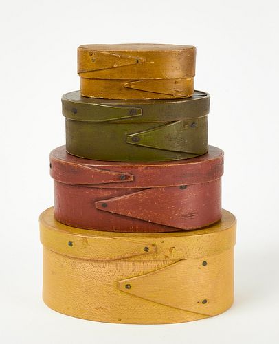Four Painted Oval Boxes