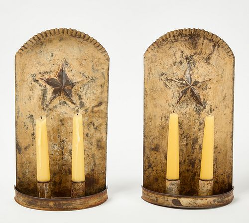 Pair of Painted Sconces with Stars