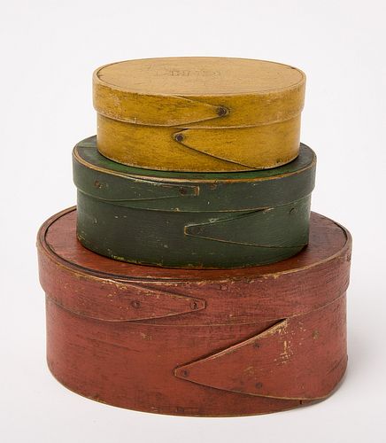 Three Painted Oval Boxes