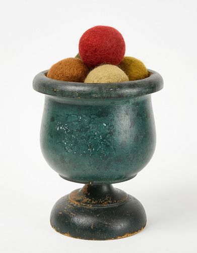 Treen Painted Vase with Felt Balls