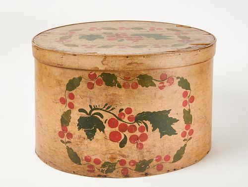 Oval Paint-Decorated Hat Box