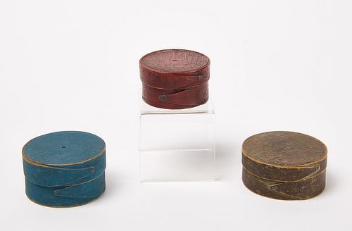 Three Miniature Painted Pantry Boxes