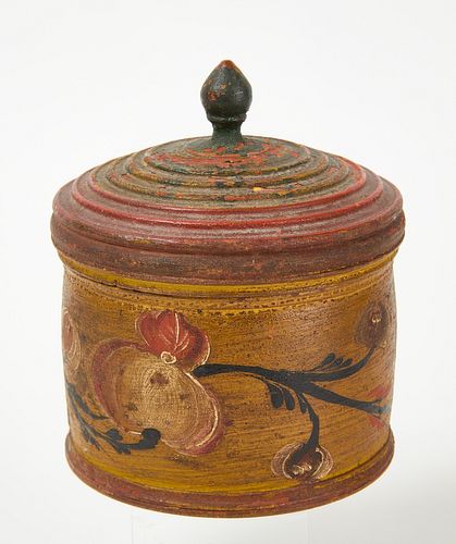 Paint-Decorated Treen Box