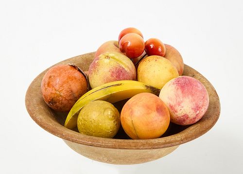 Painted Bowl with Miniature Stone Fruit