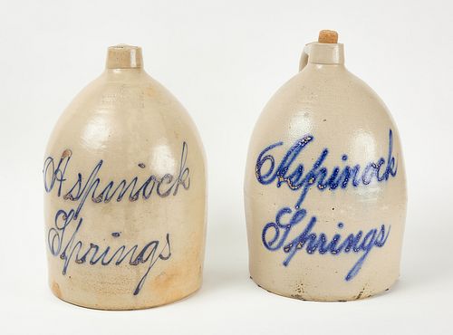 Pair of Stoneware Jugs with Slip Decoration