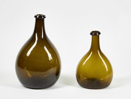 Two Blown Glass Chestnut Bottles