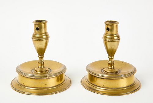 Pair of Early Brass Candlesticks