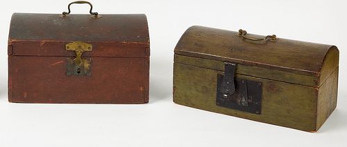 Two Painted Dome Top Boxes