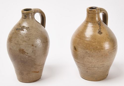 Two Ovoid Stoneware Jugs and a Bottle