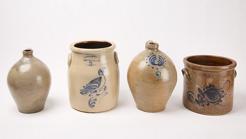 Two Stoneware Jugs and Two Jars
