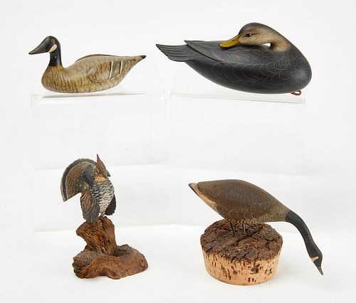 Four Miniature Carved Birds