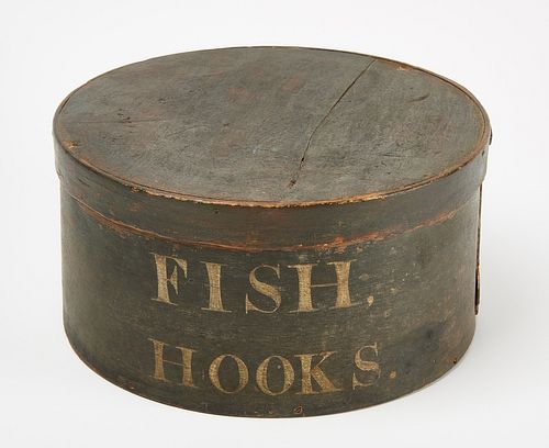 'Fish, Hooks' Pantry Box in Green Paint