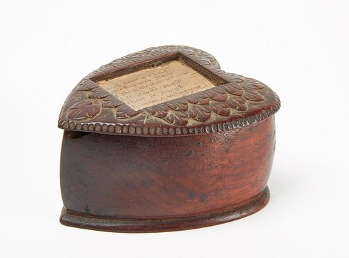 Early Carved Heart Shaped Snuff Box Love Token