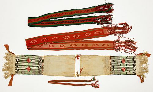 Native American Sashes, Pair of Leggings, Belt