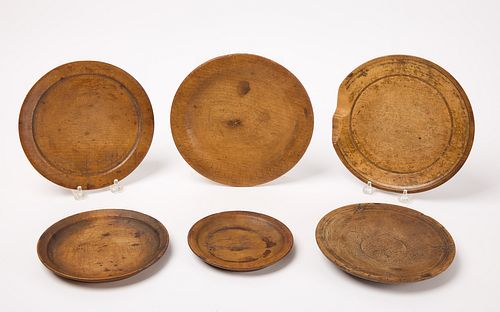 Group of Six Early Treen Plates