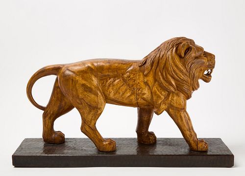 Large Carved Lion Figure
