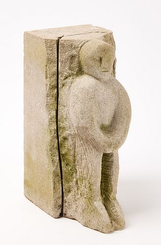 Folk Art Carved Stone Woman