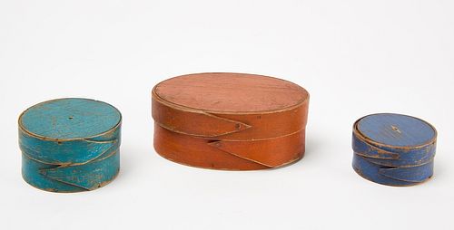 Three Miniature Painted Pantry Boxes