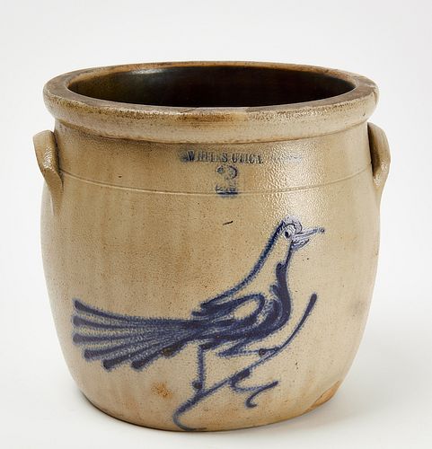 Stoneware Crock with Bird