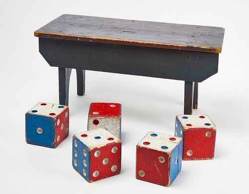 Blue Bench with Painted Dice