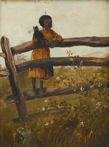 African American Painting- Child with Cat