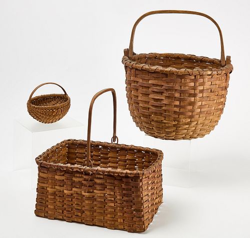 Two Swing Handle Baskets and a Melon Basket