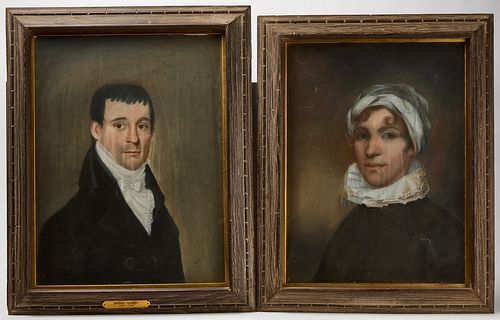 Pair Pastel Portraits Henry Homes & Dorcas Freeman