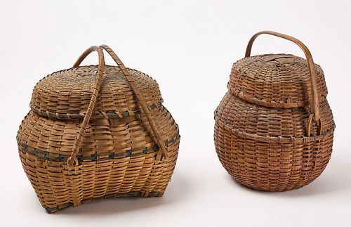 Two Lidded Splint Baskets