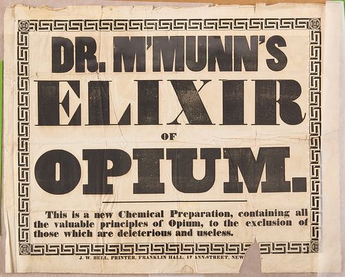 Rare M'Munn's Elixer of Opium Broadside 1840