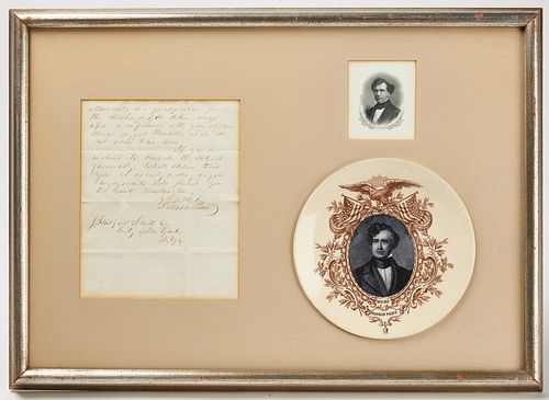 Franklin Pierce Document, Plate and Lithograph.