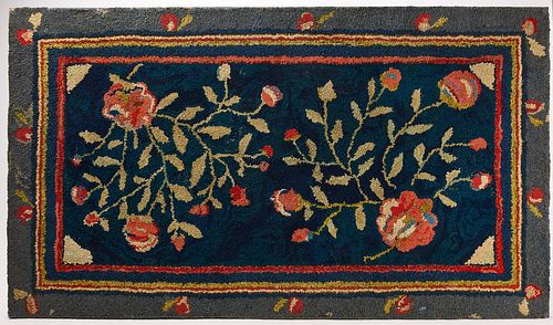 Hooked Rug with Flowers