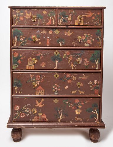 Armand LaMontagne Decorated Ball Foot Chest