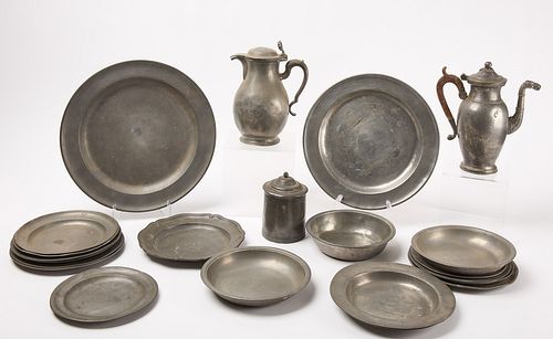 Twenty-One Pieces of Early Pewter