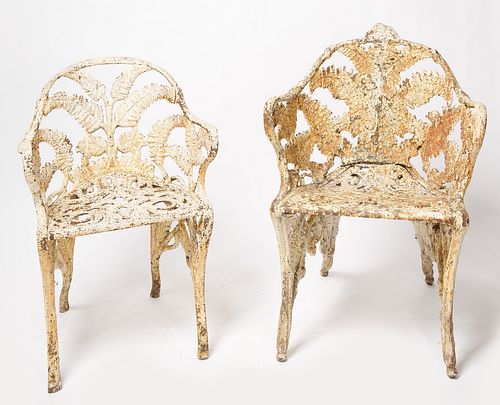 Two Cast Iron Fern Chairs