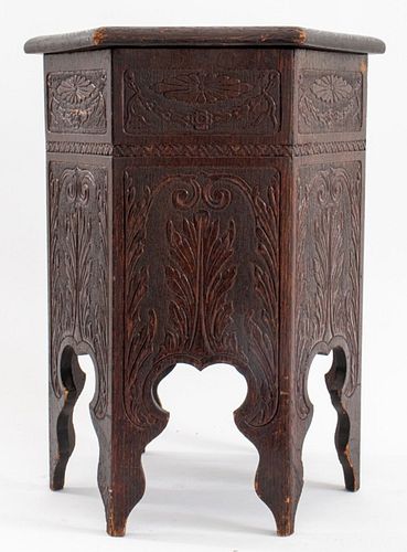 Moroccan Carved Hexagonal Table