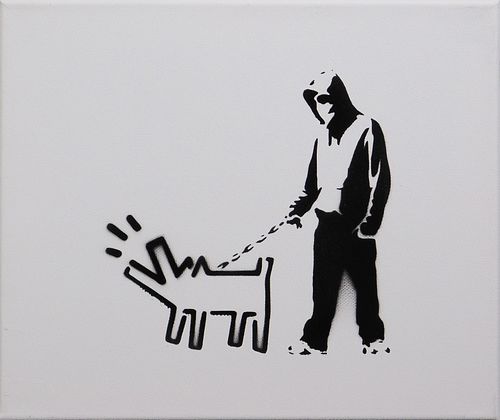 Dismaland Style Art, After Banksy:  Haring Dog