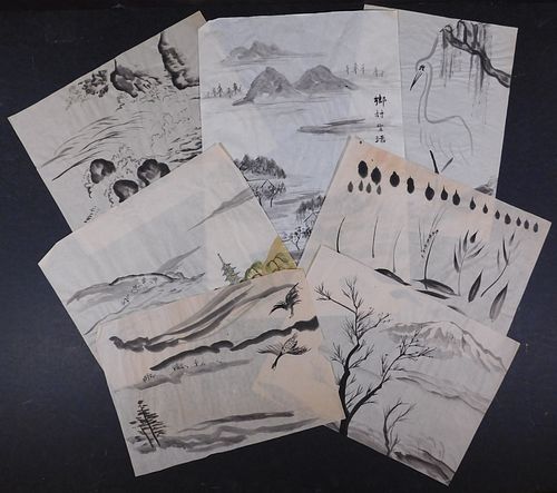 Set of Seven Ink Studies